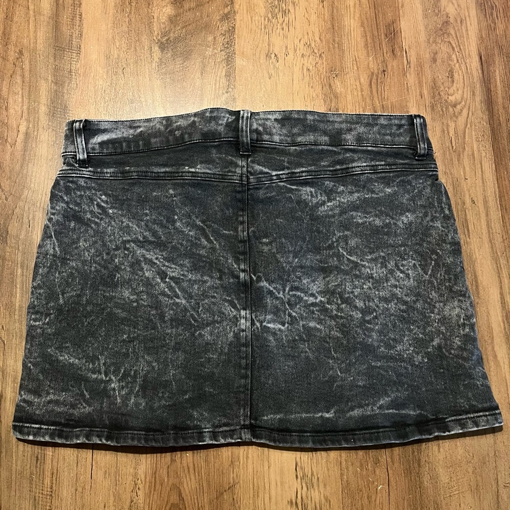 Vintage 90s Y2K Lip Service Grunge Black Acid Wash Denim Mini Skirt Size 20 2X - Picture 3 of 5